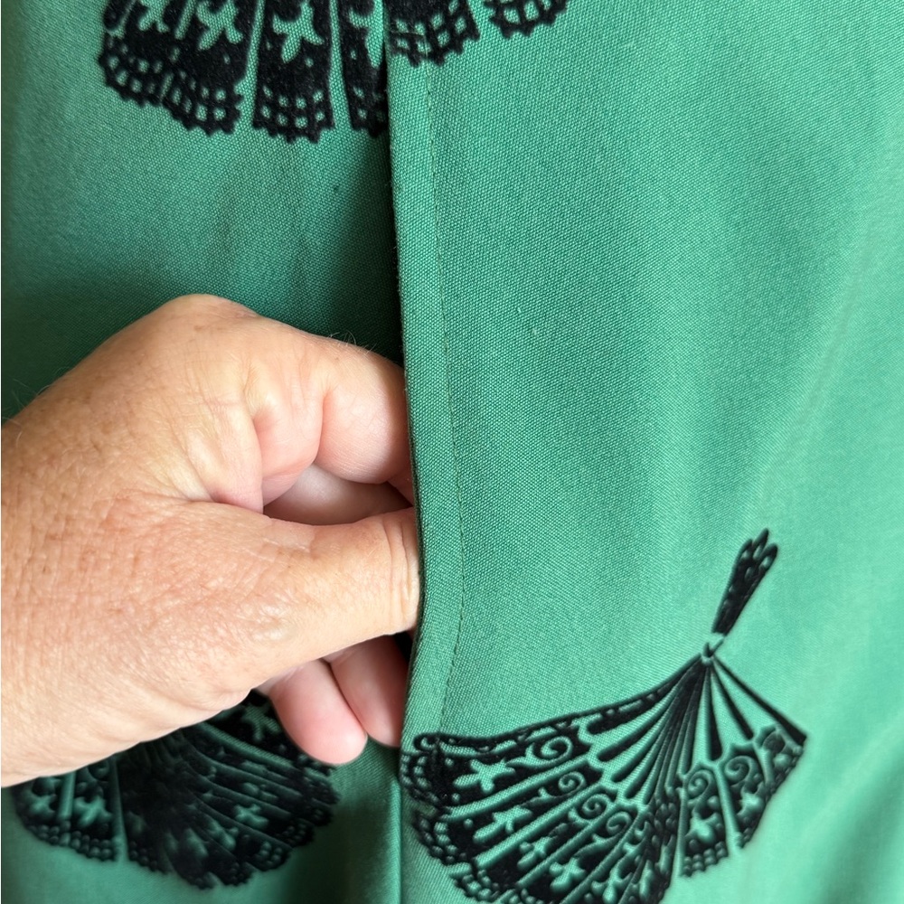 🪭 Bettie Page Emerald Fanny Swing Circle Retro Pinup Skirt - Picture 5 of 10